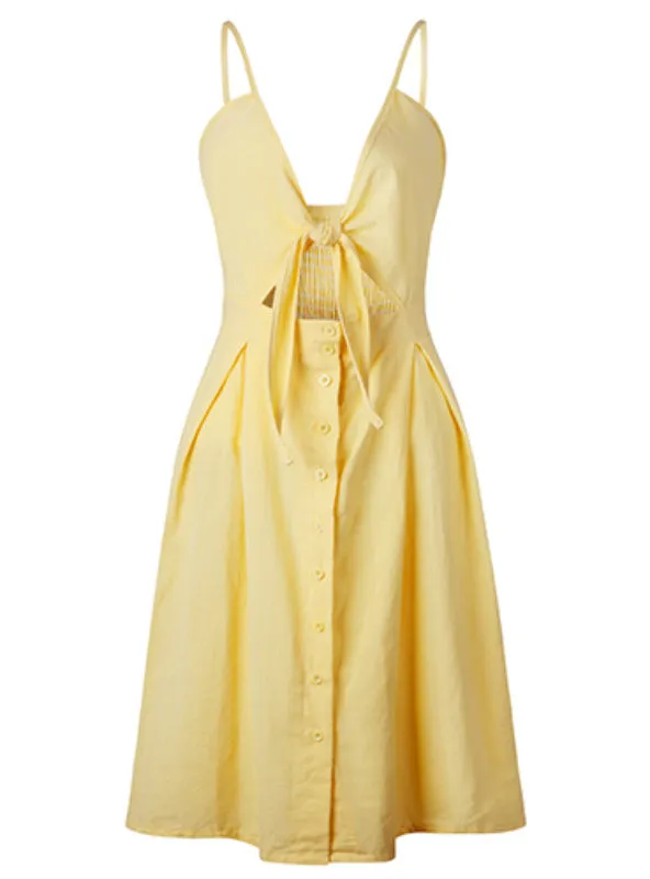 TastyHottie - Deep V Backless Midi Length Tunic Beach Dress