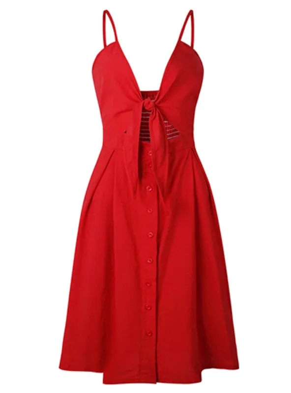 TastyHottie - Deep V Backless Midi Length Tunic Beach Dress