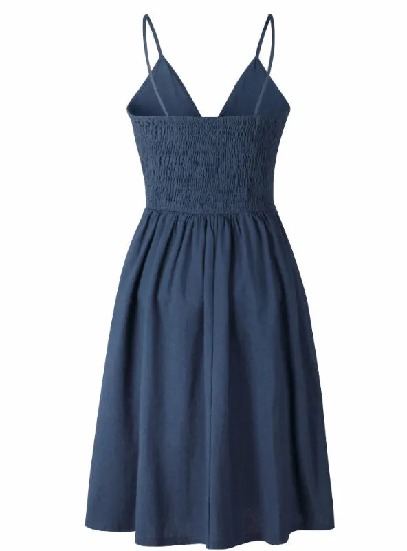 TastyHottie - Deep V Backless Midi Length Tunic Beach Dress