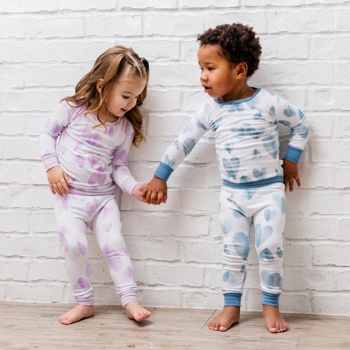 Toddler/Kids Bamboo Pajamas - Ocean Blue Hearts