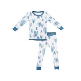 Toddler/Kids Bamboo Pajamas - Ocean Blue Hearts