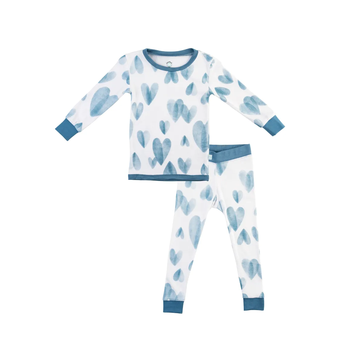 Toddler/Kids Bamboo Pajamas - Ocean Blue Hearts