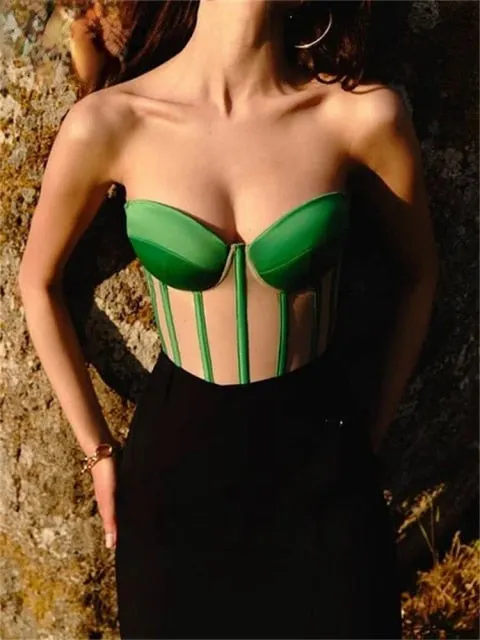 tube see through satin corset tops