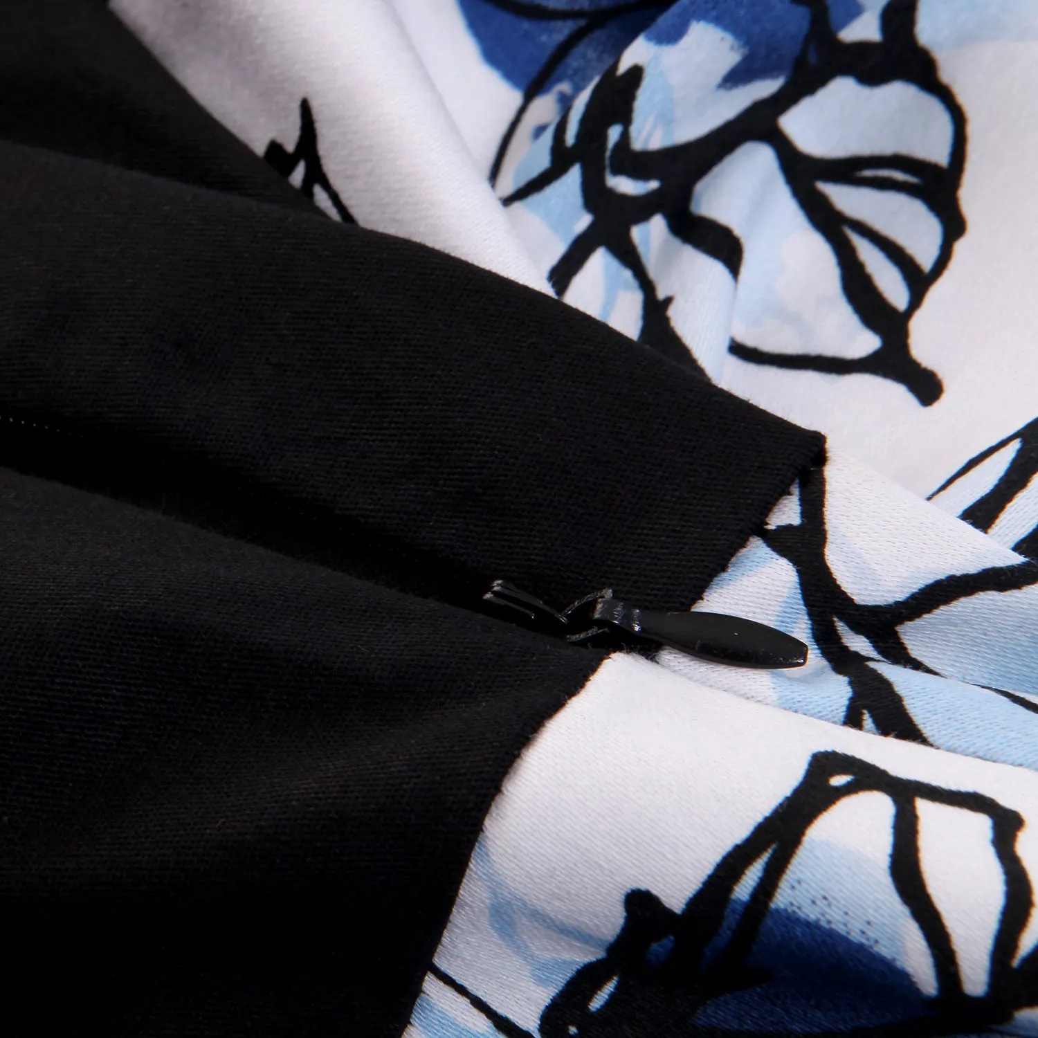 Vintage Printed Pendulum Mid-sleeved Puffy Retro Elegant Dress