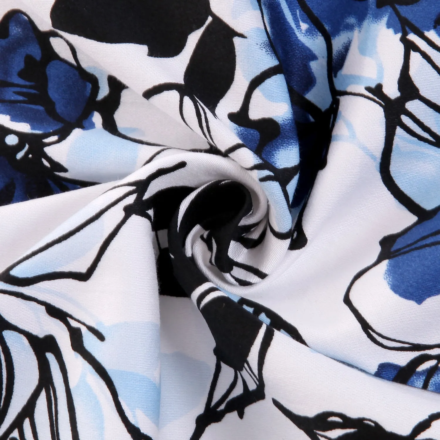 Vintage Printed Pendulum Mid-sleeved Puffy Retro Elegant Dress