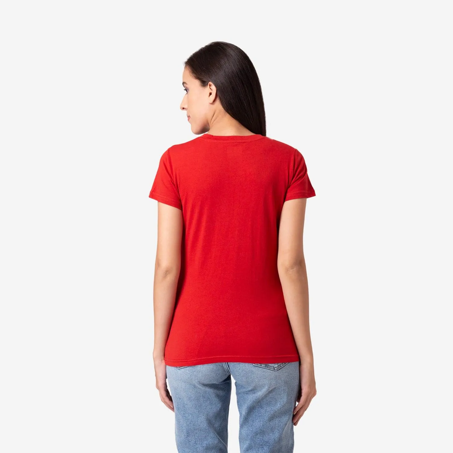 Women's Plain Half Sleeve Round-Neck T-Shirt For Summer - Red