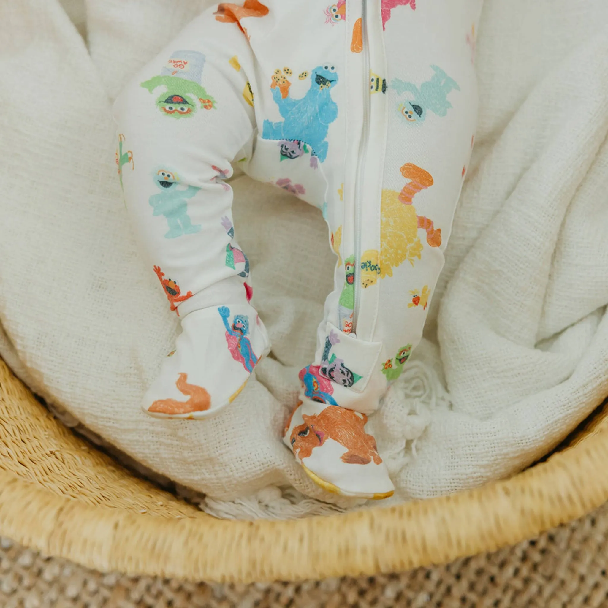 Zip-Up Footie Pajama - Sesame Friends