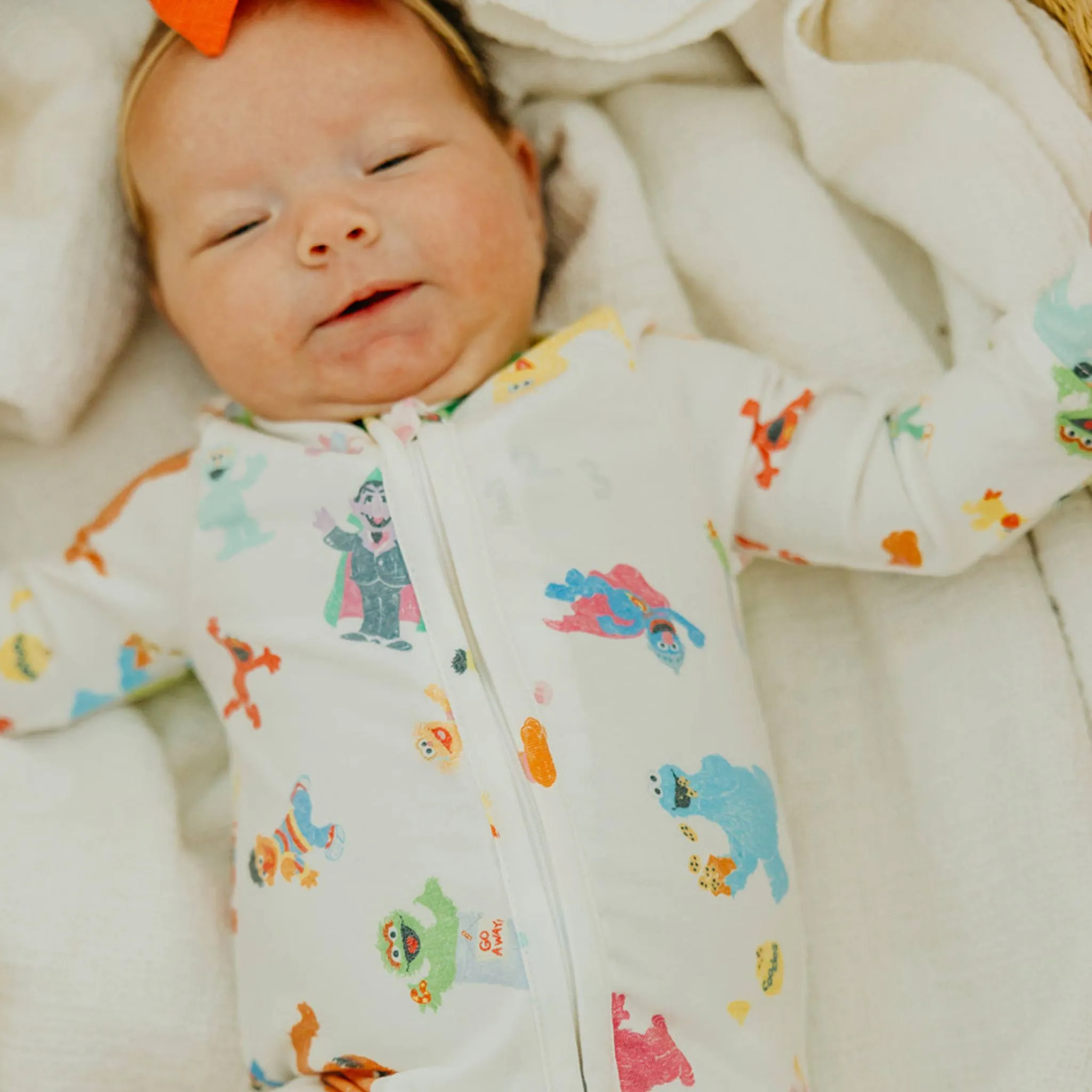 Zip-Up Footie Pajama - Sesame Friends